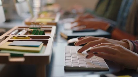 Close up hands business people programmers using computers developing Video stock 96925850