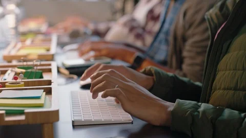 Close up hands business people programmers using computers developing Video stock 96926239