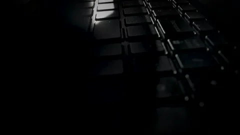Close up of  hands busy working on laptop  keyboard browser late at night Stock Footage 224145277