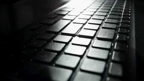 Close up of  hands busy working on laptop  keyboard browser late at night Stock Footage 224145285