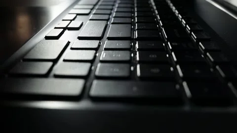 Close up of  hands busy working on laptop  keyboard browser late at night Stock Footage 224145371