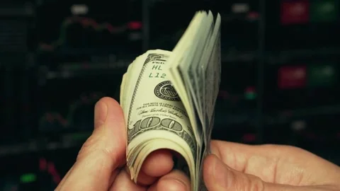 Close up of hands counting one hundred dollar bills american cash money on .. Video stock 272762142