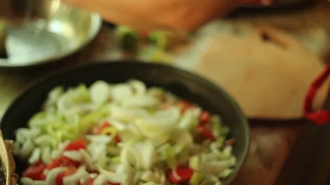 Close up of hands cutting onion Stock Footage 87758681