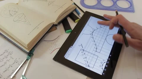 Close-Up Of Hands Designer Woman Using Tablet Vídeo Stock 49971598