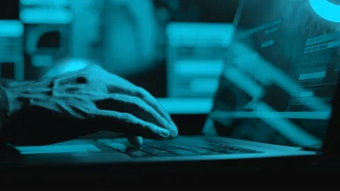 Close up hands of developing programming and coding technologies. Coder fingers Stock Footage 147683079