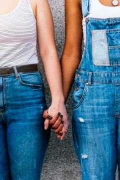 Close up of hands of diverse races. Stock Photos