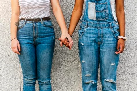 Close up of hands of diverse races. Stock Photos