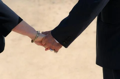 Close-up of the hands of an elderly couple Foto stock