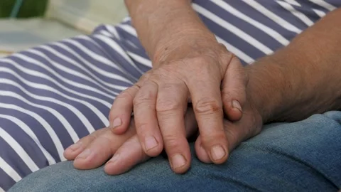 Close Up Hands Of Elderly Old Married Couple Supporting Each Other And Care Stock Footage 248531632