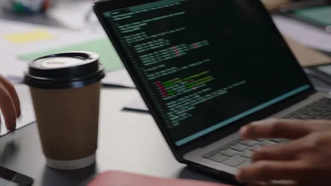 Close up hands engineers developing software app using digital laptop computer Stock Footage 96925233