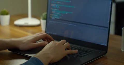 Close up hands engineers developing software app using digital laptop computer Stock Footage 129457758