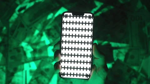 Close-Up of Hands Executing a Zoom Gesture on a Smartphone Featuring a Blank Video stock 296368322