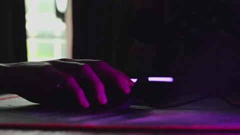 Close Up Hands Gaming with RGB Mechanical Keyboard and Mouse Vídeos de archivo 345201441