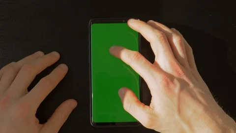 Close Up of Hands Gesturing on Smartphone, Green Screen, Close Up Stock Footage 127986130
