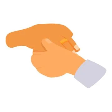 Close up of hands holding each other, symbolizing interracial marriage, multi Stock Illustration