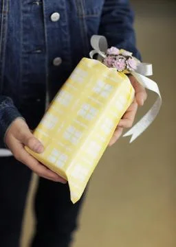 Close up of hands holding a gift Stock Photos