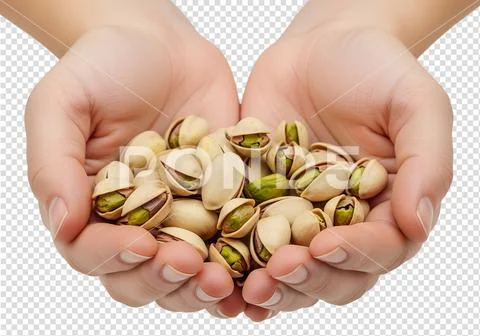 Close-up of hands holding pile of fresh pistachios, healthy snack concept Modello PSD