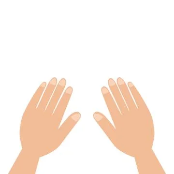 Close up hands isolated on white background. Two palms with fingers. Body part Stock Illustration