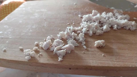 Close-up. hands with a knife. cutting boiled meat into small pieces. salad Video stock 121003113