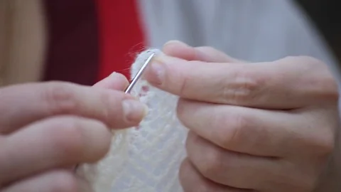Close-up of hands knitting Video stock 70140824