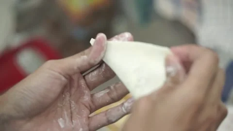 Close up of hands making dumplings Stock Footage 261247708