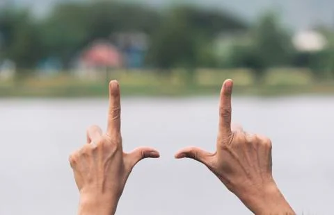 Close up of hands making frame gesture. Close up of woman hands making frame  Stock Photos