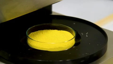 A close-up of the hands of a man in blue gloves conducting a scientific exp.. 库存影片 331206272