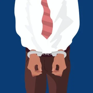 Close up hands of man in handcuffs Stock Illustration