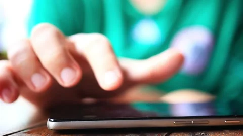 Close up of hands man using his cell phone in restaurant,cafe. HD. 1920x1080 Stock Footage 44050630