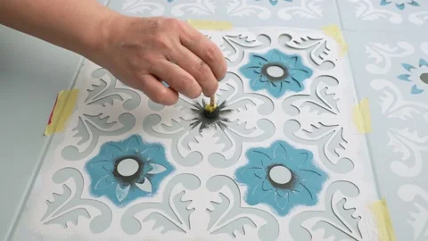 Close-Up Of Hands Of Mother . Paint Ceramic Stock Footage 166974415