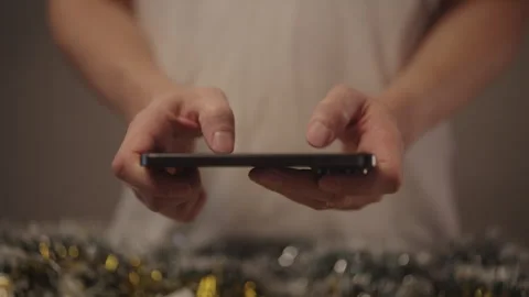 Close-up hands of person alpha generation typing fast on smartphone touchscreen Stock Footage 323346370