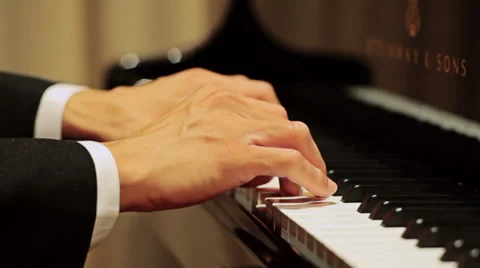 Close-up of hands play piano diagonal lines Vídeo Stock 30589184