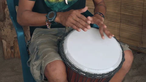 Close up of hands playing Djembe Drum 動画素材 90791556