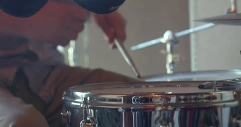 Close-up of hands playing on drum set Stock Footage 245991049