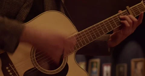 Close-up of hands playing guitar Stock Footage 280404285