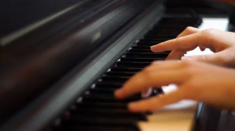 Close up hands playing piano Stock Footage 46174988