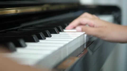 Close Up of Hands Playing Piano Keys, Soft Focus Classical Music Performance Stock-Footage 308075214
