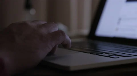 Close up of hands on scrolling on laptop Stock Footage 65828408