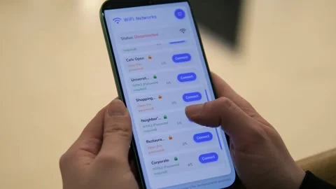 Close-up of hands selecting WiFi network on smartphone Stock Footage 328567342