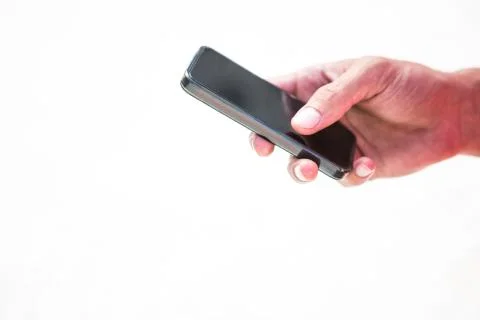 Close up hands sending a text message Stock-Fotos