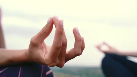 Close up of a hands. side view, two lady having workout outdoor. Video stock 138989801