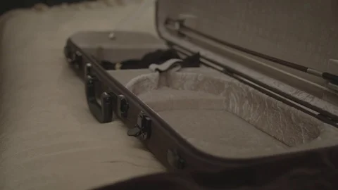 Close up of hands taking viola from a hard case Vidéo 77544410
