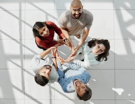 Close up hands Teamwork group of multi racial people meeting join hands. Stock Photos