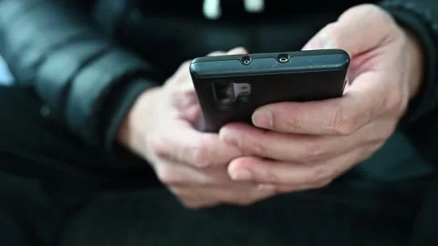 Close up of hands texting on cell phone Stock Footage 148061430