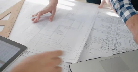 Close-up of the hands of three designers Stock Footage 82273435