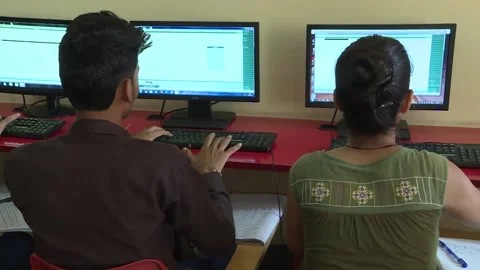 Close up of hands of trainees in a computer training centre. Stock Footage 197561259