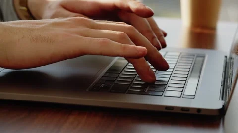 Close up hands type text on keyboard. Successful man work in office. Hard day Stock Footage 246327448