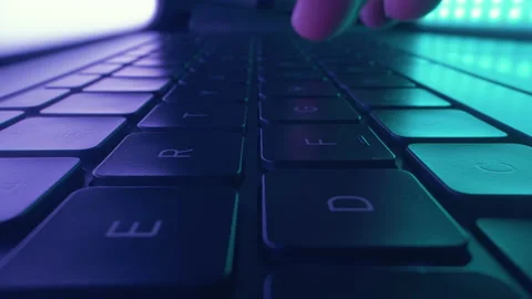 Close up of hands typing and coding on laptop keyboard. Digital innovation Stock Footage 239183797