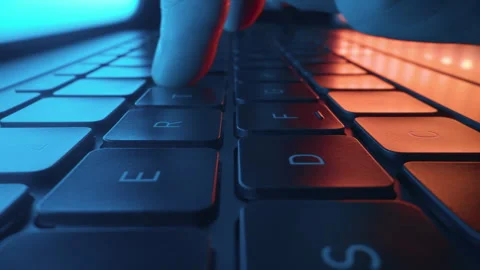 Close up of hands typing and coding on laptop keyboard. Digital innovation Stock Footage 241043627