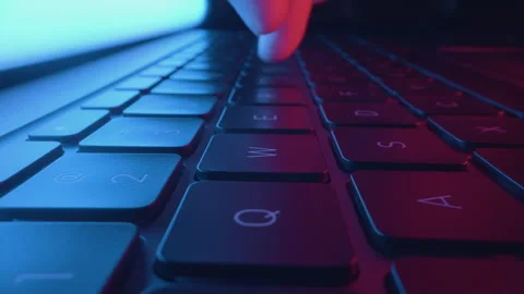 Close up of hands typing and coding on laptop keyboard. Digital innovation Stock Footage 241045407